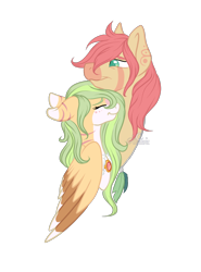 Size: 1024x1383 | Tagged: safe, artist:aledera, oc, oc only, oc:april, oc:larkspur (scuttleguts), pegasus, pony, female, male, mare, simple background, stallion, transparent background