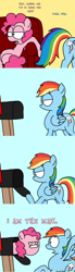 Size: 3351x12092 | Tagged: safe, artist:professorventurer, part of a set, pinkie pie, rainbow dash, earth pony, pegasus, pony, comic:the mail, g4, 4 panel comic, absurd resolution, comic, couch, faic, mail, mailbox, pinkie being pinkie, surprised