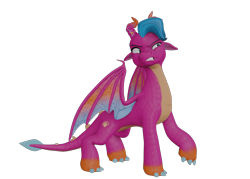 Size: 1920x1374 | Tagged: safe, artist:fynamic, blaize skysong, dragon, g5, my little pony: make your mark, 3d, 3d model, blender, blender cycles, claws, disgusted, dragoness, female, gritted teeth, horns, raised claw, simple background, solo, spread wings, tail, teeth, transparent background, wings