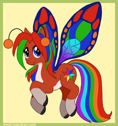 Size: 850x906 | Tagged: safe, artist:iveechan, oc, oc only, oc:alynna, flutter pony, pony, flying, multicolored hair, rainbow hair, solo