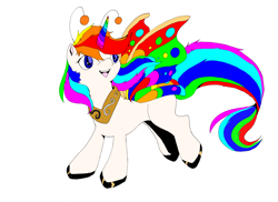 Size: 7002x5100 | Tagged: artist needed, safe, oc, oc only, oc:alynna, alicorn, flutter pony, pony, absurd resolution, flutter pony alicorn, multicolored hair, open mouth, open smile, rainbow hair, simple background, smiling, solo, white background
