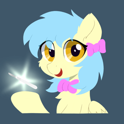 Size: 2000x2000 | Tagged: safe, artist:mercurysparkle, oc, oc only, oc:zoran, oc:左岸, pegasus, pony, bow, bowtie, eye clipping through hair, looking at you, open mouth, open smile, scalpel, smiling, solo