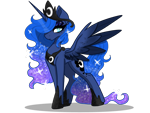 Size: 2160x1620 | Tagged: safe, artist:sketchashley, princess luna, alicorn, pony, g4, crown, ethereal mane, eyeshadow, female, jewelry, looking at you, makeup, mare, regalia, simple background, solo, spread wings, standing, starry mane, transparent background, wings