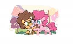 Size: 1800x1099 | Tagged: safe, artist:xiaowangzidemianyang, cheese sandwich, pinkie pie, earth pony, pony, g4, duo, female, filly, foal, glasses