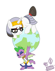 Size: 3715x4762 | Tagged: safe, alternate version, artist:bsw421, raven, spike, dragon, unicorn, g4, atlas, carrying, commission, cute, desert, egypt, egyptian, egyptian clothes, egyptian headdress, egyptian makeup, egyptian pony, egyptian temple, eyes closed, female, glasses, globe, kneeling, makeup, male, mare, nile, older, older spike, planet, pyramid, ravenbetes, river, secretary, ship:ravenspike, shipping, signature, simple background, spikabetes, straight, sun, tail, tail bun, temple, transparent background, water, winged spike, wings, world