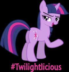 Size: 840x876 | Tagged: safe, artist:vanesasarbu, twilight sparkle, pony, unicorn, g4, black background, butt, female, mare, plot, simple background, solo, twilightlicious, unicorn twilight