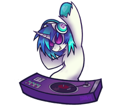 Size: 4134x3541 | Tagged: safe, artist:k0br4, dj pon-3, vinyl scratch, pony, unicorn, g4, chest fluff, glasses, simple background, solo, sticker, transparent background, unshorn fetlocks