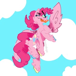 Size: 1080x1080 | Tagged: safe, artist:fuzzyduga, pinkie pie, pegasus, pony, g4, female, pegasus pinkie pie, race swap, solo, species swap