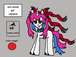 Size: 1160x870 | Tagged: safe, artist:ask-luciavampire, oc, oc only, oc:arin velvet, pony, undead, vampire, vampony, tumblr, tumblr:ask-cosplay-ponys