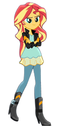 Size: 840x1659 | Tagged: safe, artist:jacksontormbaymaz, edit, edited screencap, screencap, sunset shimmer, human, equestria girls, g4, my little pony equestria girls: friendship games, background removed, blouse, boots, clothes, denim, female, jacket, jeans, leather, leather boots, leather jacket, pants, shoes, simple background, solo, transparent background