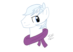 Size: 1669x1198 | Tagged: safe, artist:solemnfutury, double diamond, earth pony, pony, g4, clothes, female, looking at you, male, mare, scarf, simple background, smiling, solo, white background