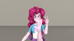 Size: 1280x720 | Tagged: safe, artist:p1p5qu34karts, pinkie pie, human, equestria girls, g4, 3d, barefoot, feet, feet in the air, female, fetish, foot fetish, no mouth, raised leg, smiling, solo