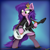 Size: 4000x4000 | Tagged: safe, artist:ser-p, pipp petals, pegasus, pony, g5, absurd resolution, alternate hairstyle, bipedal, clothes, dexterous hooves, diadem, electric guitar, female, guitar, jewelry, leg hold, long mane, mare, musical instrument, open mouth, open smile, regalia, shadow, signature, smiling, solo, stockings, thigh highs, unshorn fetlocks