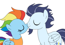 Size: 1043x720 | Tagged: safe, artist:dasher666, rainbow dash, soarin', pegasus, pony, g4, the last problem, female, kiss on the lips, kissing, male, mare, older, older rainbow dash, older soarin', older soarindash, ship:soarindash, shipping, simple background, stallion, straight, white background