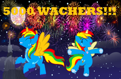 Size: 4939x3242 | Tagged: safe, artist:shieldwingarmorofgod, oc, oc only, oc:royal strength, oc:shield wing, alicorn, pony, female, fireworks, male