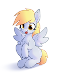 Size: 1875x2500 | Tagged: safe, artist:aquaticvibes, derpy hooves, pegasus, pony, g4, :p, cute, derpabetes, female, mare, simple background, smiling, solo, spread wings, tongue out, white background, wings