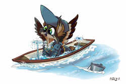 Size: 5206x3460 | Tagged: safe, artist:lytlethelemur, oc, oc only, griffon, bucket, griffon oc, pirate, sinking ship, solo