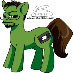 Size: 1866x1884 | Tagged: dead source, safe, artist:alex-heberling, earth pony, pony, cinema snob, facial hair, glasses, male, ponified, simple background, solo, stallion, tgwtg, transparent background