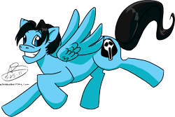 Size: 2925x1957 | Tagged: dead source, safe, artist:alex-heberling, pegasus, pony, grin, male, ponified, simple background, smiling, solo, spoony, spoony experiment, spoonyone, spread wings, stallion, tgwtg, the spoony experiment, transparent background, wings