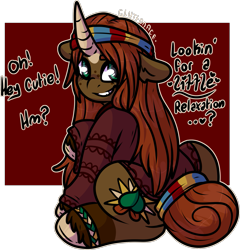 Size: 1637x1708 | Tagged: safe, artist:sexygoatgod, oc, oc only, oc:little bud, pony, unicorn, anklet, clothes, dress, female, headband, jewelry, looking back, mare, smiling, solo, tail, tail bun, unshorn fetlocks