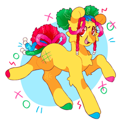 Size: 1997x2048 | Tagged: safe, artist:cocopudu, tic tac toe (g1), earth pony, pony, twinkle eyed pony, g1, cloven hooves, cornrows, female, hooves, mare, multicolored hooves, open mouth, open smile, simple background, smiling, solo, white background