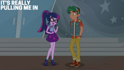 Size: 1280x720 | Tagged: safe, edit, edited screencap, editor:quoterific, screencap, sci-twi, timber spruce, twilight sparkle, equestria girls, g4, my little pony equestria girls: better together, star crossed, female, male, shipping, straight, timbertwi