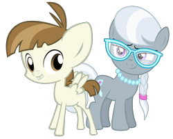 Size: 4790x3839 | Tagged: safe, artist:rainbowderp98, artist:ready2fail, edit, vector edit, featherweight, silver spoon, earth pony, pegasus, pony, g4, one bad apple, ponyville confidential, .psd available, absurd resolution, colt, duo, duo male and female, female, filly, foal, male, shipping, silverweight, simple background, smug, straight, transparent background, vector