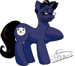 Size: 2334x2052 | Tagged: dead source, safe, artist:alex-heberling, pony, unicorn, benzaie, facial hair, glasses, high res, male, ponified, simple background, smiling, solo, stallion, tgwtg, transparent background