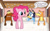 Size: 1128x708 | Tagged: safe, artist:porygon2z, pinkie pie, beaver, dog, earth pony, fox, pony, semi-anthro, g4, angry beavers, australian cattle dog, bed, bluey, bluey heeler, crossover, daggett doofus beaver, dialogue, dora the explorer, female, male, mare, pillow, smiling, swiper the fox