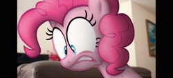 Size: 1600x720 | Tagged: safe, artist:stormxf3, pinkie pie, earth pony, pony, g4, eyelashes, female, irl, mare, photo, solo, surprised, teeth