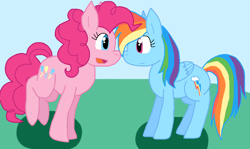 Size: 1490x887 | Tagged: safe, artist:cmara, pinkie pie, rainbow dash, earth pony, pegasus, pony, g4, female, solo