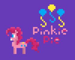 Size: 1500x1200 | Tagged: safe, artist:kiniaczu, pinkie pie, earth pony, pony, g4, female, pixel art, pixelated, purple background, simple background, solo