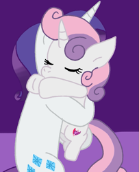 Size: 645x796 | Tagged: safe, artist:cmara, rarity, sweetie belle, pony, unicorn, g4, eyes closed, female, hug, sibling love, siblings, sisterly love, sisters