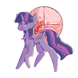 Size: 900x900 | Tagged: safe, artist:cuaaa, twilight sparkle, alicorn, pony, g4, chest fluff, female, looking at you, mare, missing cutie mark, simple background, smiling, smiling at you, solo, twilight sparkle (alicorn), white background, window