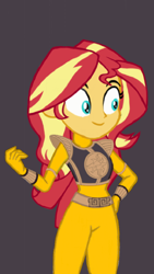 Size: 540x960 | Tagged: safe, artist:scarlettbaron6, sunset shimmer, human, equestria girls, g4, female, gray background, power rangers, simple background, solo