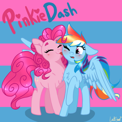 Size: 2000x2000 | Tagged: safe, artist:lostsheep, pinkie pie, rainbow dash, earth pony, pegasus, g4, face licking, female, lesbian, licking, ship:pinkiedash, shipping