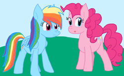 Size: 1400x855 | Tagged: safe, artist:cmara, pinkie pie, rainbow dash, earth pony, pegasus, pony, g4, duo, duo female, female