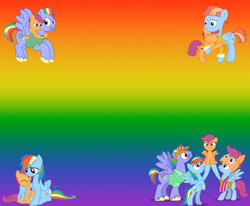Size: 3980x3276 | Tagged: artist needed, safe, alternate version, anonymous artist, artist:limedazzle, artist:roman-santos, artist:waranto, bow hothoof, rainbow dash, scootaloo, windy whistles, pegasus, pony, g4, ^^, adopted, adopted daughter, adopted offspring, big smile, bowabetes, cute, cutealoo, daaaaaaaaaaaw, dashabetes, eyes closed, family, father and child, father and daughter, female, gradient background, headcanon, hug, lifting, looking at each other, looking at someone, male, mother and child, mother and daughter, parent:bow hothoof, parent:windy whistles, parents:windyhoof, poster, rainbow background, riding, scootadoption, scootaloo riding bow hothoof, scootalove, siblings, sisters, smiling, smiling at each other, spin-off, spread wings, wholesome, windybetes, winghug, wings