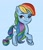 Size: 1326x1543 | Tagged: safe, artist:amynewblue, rainbow dash, pegasus, pony, g4, g5, blue background, cyan background, g4 to g5, generation leap, raised hoof, simple background, smiling, smirk, solo