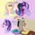 Size: 1280x1280 | Tagged: safe, artist:purplepotato04, discord, fluttershy, starlight glimmer, twilight sparkle, alicorn, pony, g4, gradient background, twilight sparkle (alicorn)