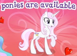 Size: 421x304 | Tagged: safe, gameloft, screencap, fleur-de-lis, earth pony, pony, unicorn, g4, my little pony: magic princess, concave belly, cropped, english, female, heart, horn, long horn, mare, meme, open mouth, open smile, raised hoof, slender, smiling, solo, text, thin, two toned mane, wow! glimmer
