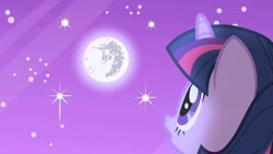 Size: 1280x720 | Tagged: safe, screencap, twilight sparkle, pony, unicorn, friendship is magic, g4, female, looking at something, mare, mare in the moon, moon, night, solo, stars, unicorn twilight