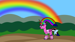 Size: 1920x1080 | Tagged: safe, artist:platinumdrop, oc, oc only, alicorn, rainbow, request, solo