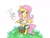Size: 1400x1050 | Tagged: safe, artist:meowmeows, fluttershy, pegasus, pony, semi-anthro, g4, basket, clothes, cute, dress, female, flower, flower in hair, grass, looking at you, mare, shyabetes, skirt, smiling, smiling at you, solo, spread wings, wings