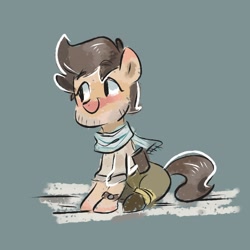 Size: 1452x1452 | Tagged: safe, artist:meowmeows, earth pony, pony, clothes, male, nathan drake, pants, ponified, scarf, sitting, smiling, solo, stallion, uncharted