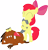 Size: 3419x3559 | Tagged: safe, artist:porygon2z, apple bloom, beaver, earth pony, pony, g4, adorabloom, angry beavers, bipedal, crossover, cute, daggett doofus beaver, eyes closed, female, filly, foal, grinding, simple background, tail, transparent background