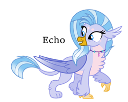 Size: 1280x1029 | Tagged: safe, artist:wispyaxolotl, oc, oc only, oc:echo, hippogriffon, hybrid, base used, female, interspecies offspring, jewelry, necklace, offspring, parent:gallus, parent:silverstream, parents:gallstream, simple background, smiling, solo, transparent background