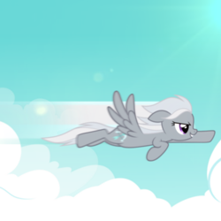 Size: 2048x2048 | Tagged: safe, edit, vector edit, silverspeed, pegasus, pony, g4, cloud, female, flying, mare, ponygram, sky, solo, vector