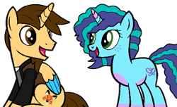 Size: 547x332 | Tagged: safe, artist:noi kincade, misty brightdawn, oc, oc:ej, alicorn, unicorn, g4, g5, canon x oc, duo, female, g5 to g4, generation leap, male, shipping, simple background, straight, transparent background
