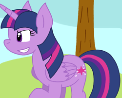 Size: 910x733 | Tagged: safe, artist:cmara, twilight sparkle, alicorn, pony, g4, female, smiling, solo, tree, twilight sparkle (alicorn)